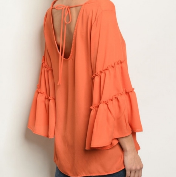 🔴 SALE🔴 🎶 Bell Sleeve Top V-Neck Boho Vibrant - Picture 2 of 3